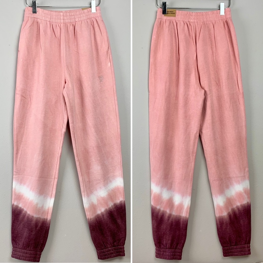 NWT XS PINK Victoria’s Secret High Waist Campus Joggers Tie Dye Sweatpants VS